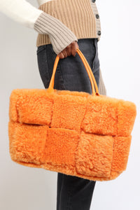 Bottega Veneta Orange faux-fur tote bag