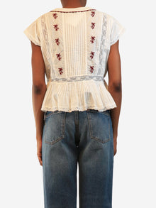 White lace-trim cotton top - size UK 8 Tops Brora 