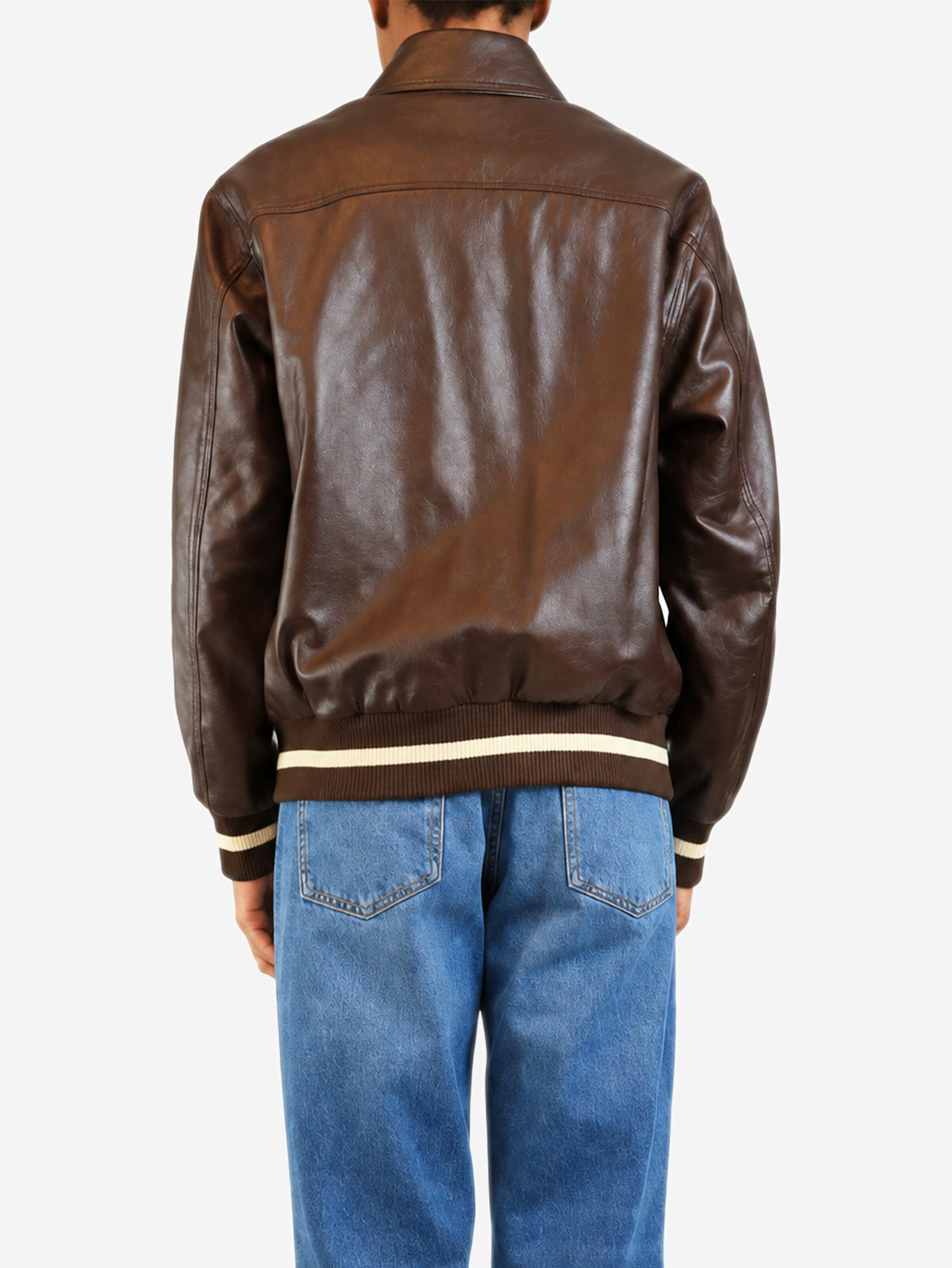 Chocolate brown leather varsity jacket - size UK 8 Coats & Jackets Celine 
