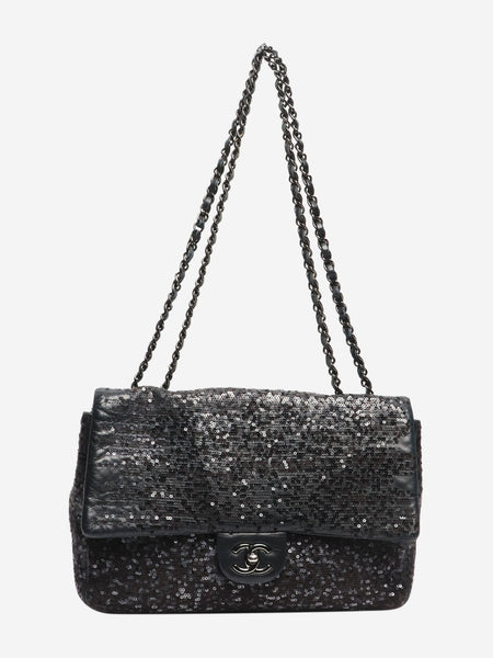 Black 2011 jumbo sequin-embellished Classic Single Flap bag alternate image