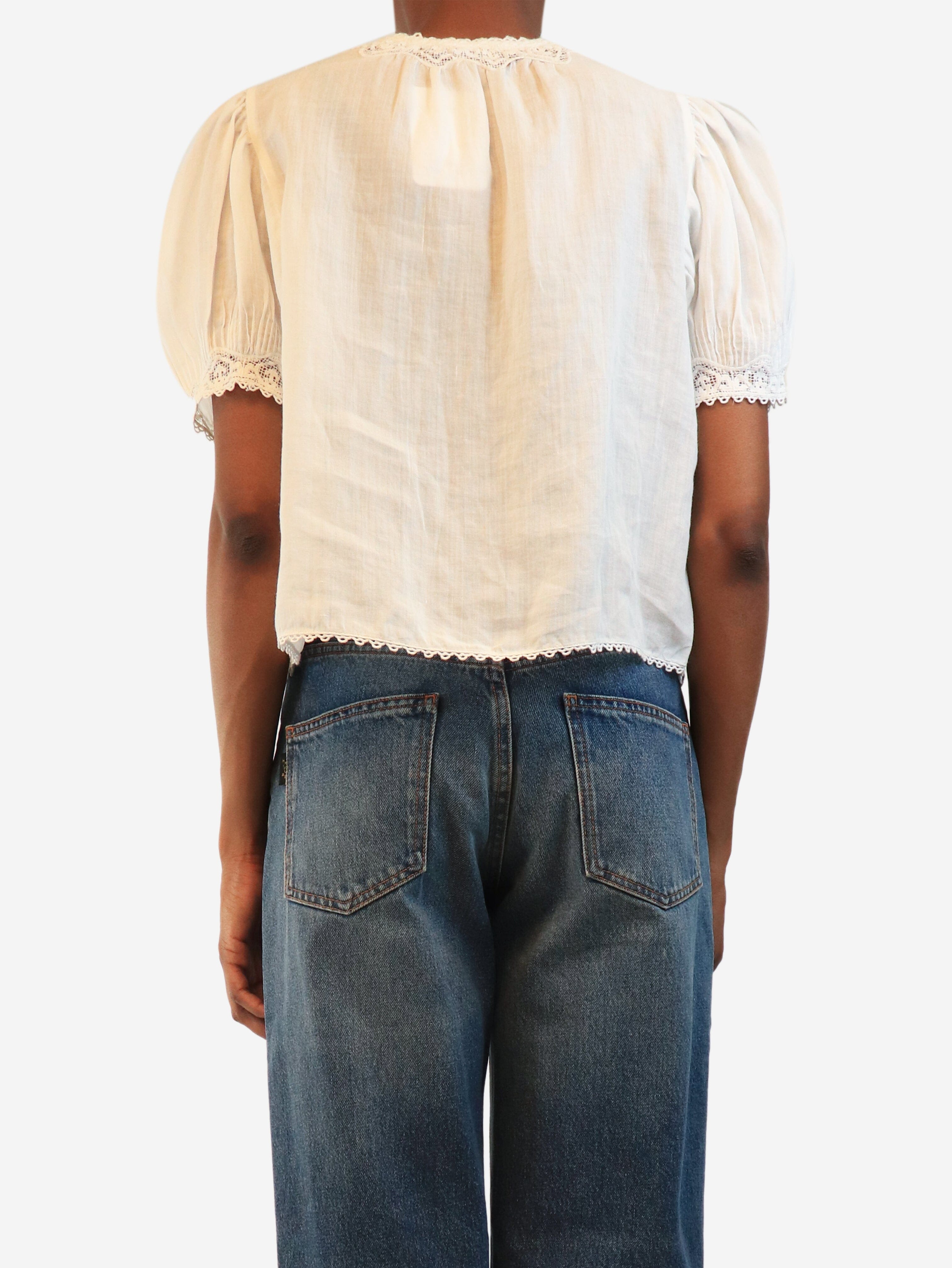 White Brigitta lace-trim top - size XS Tops Doen 