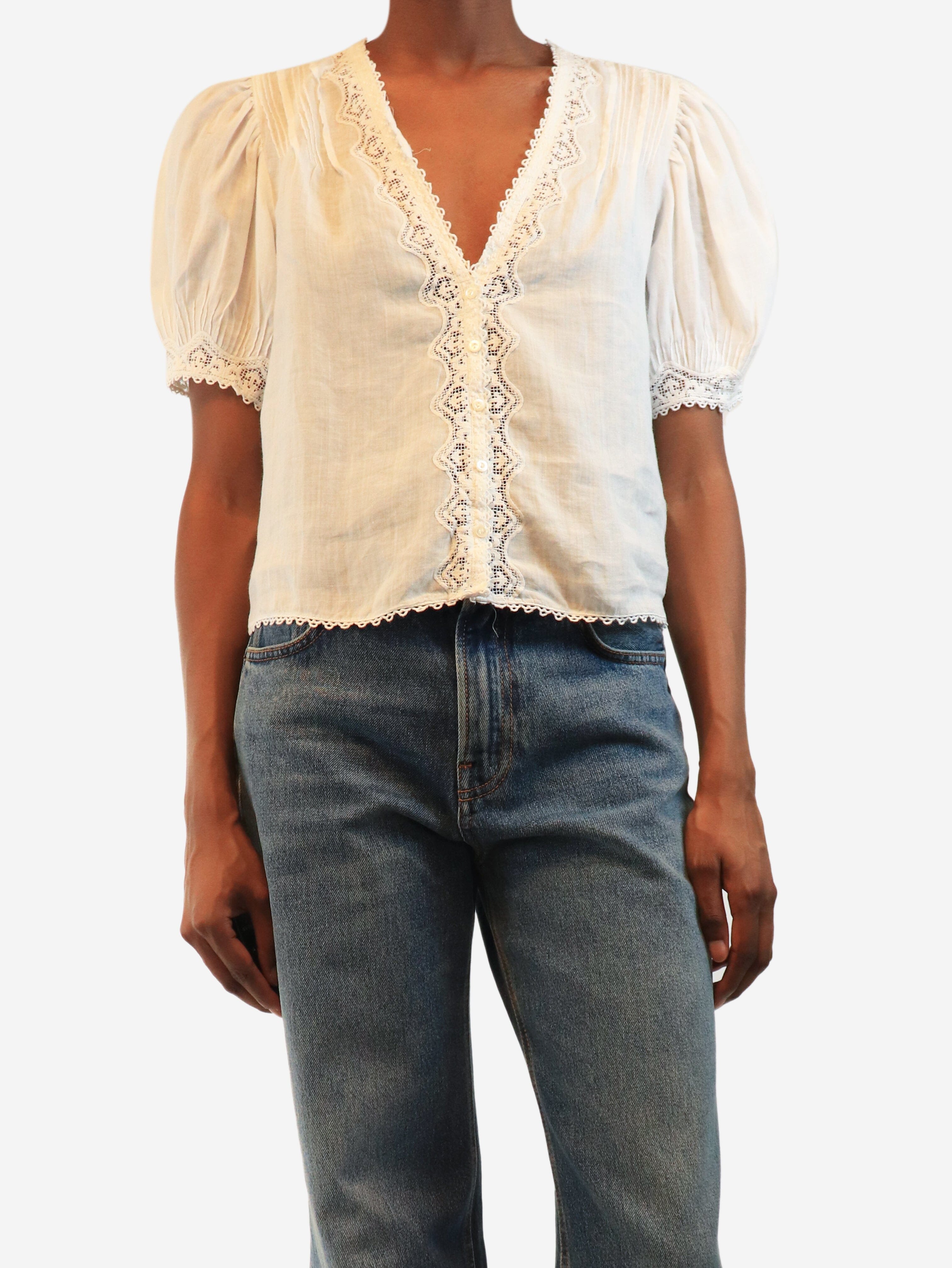 White Brigitta lace-trim top - size XS Tops Doen 