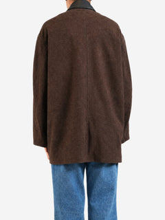 Dark brown suede coat with leather collar - size UK 8 Coats & Jackets Nour Hammour 