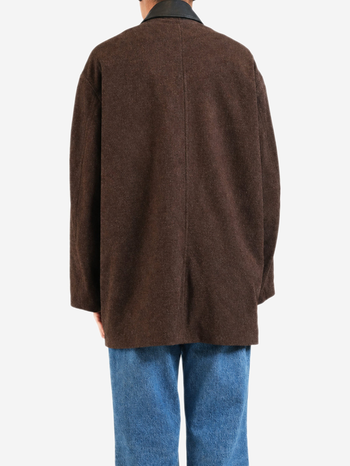 Dark brown suede coat with leather collar - size UK 8 Coats & Jackets Nour Hammour 