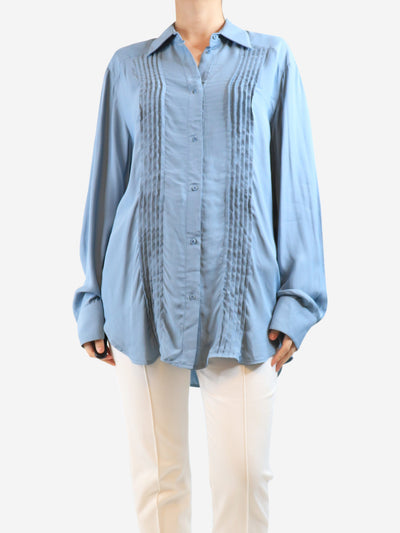Blue pleated-front shirt - size UK 8 Tops Raey 