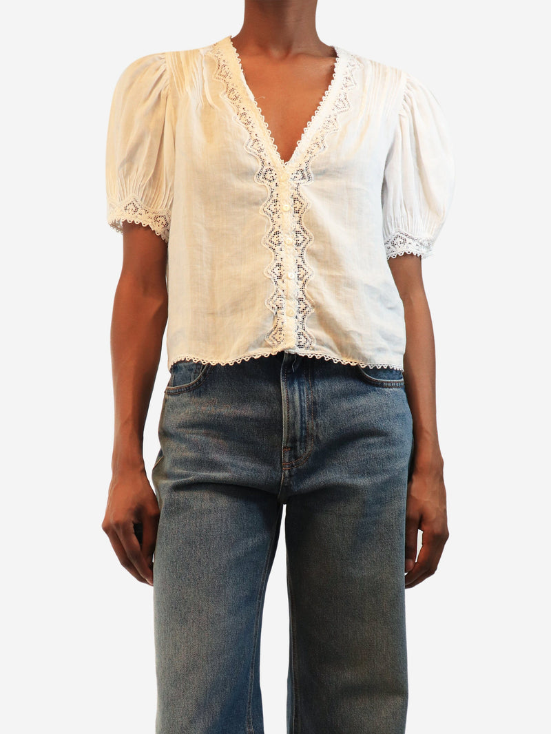 White Brigitta lace-trim top - size XS Tops Doen 