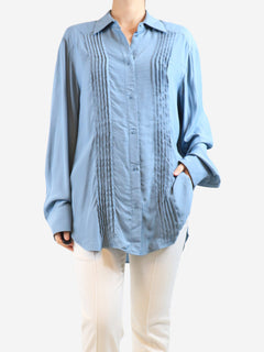 Blue pleated-front shirt - size UK 8 Tops Raey 