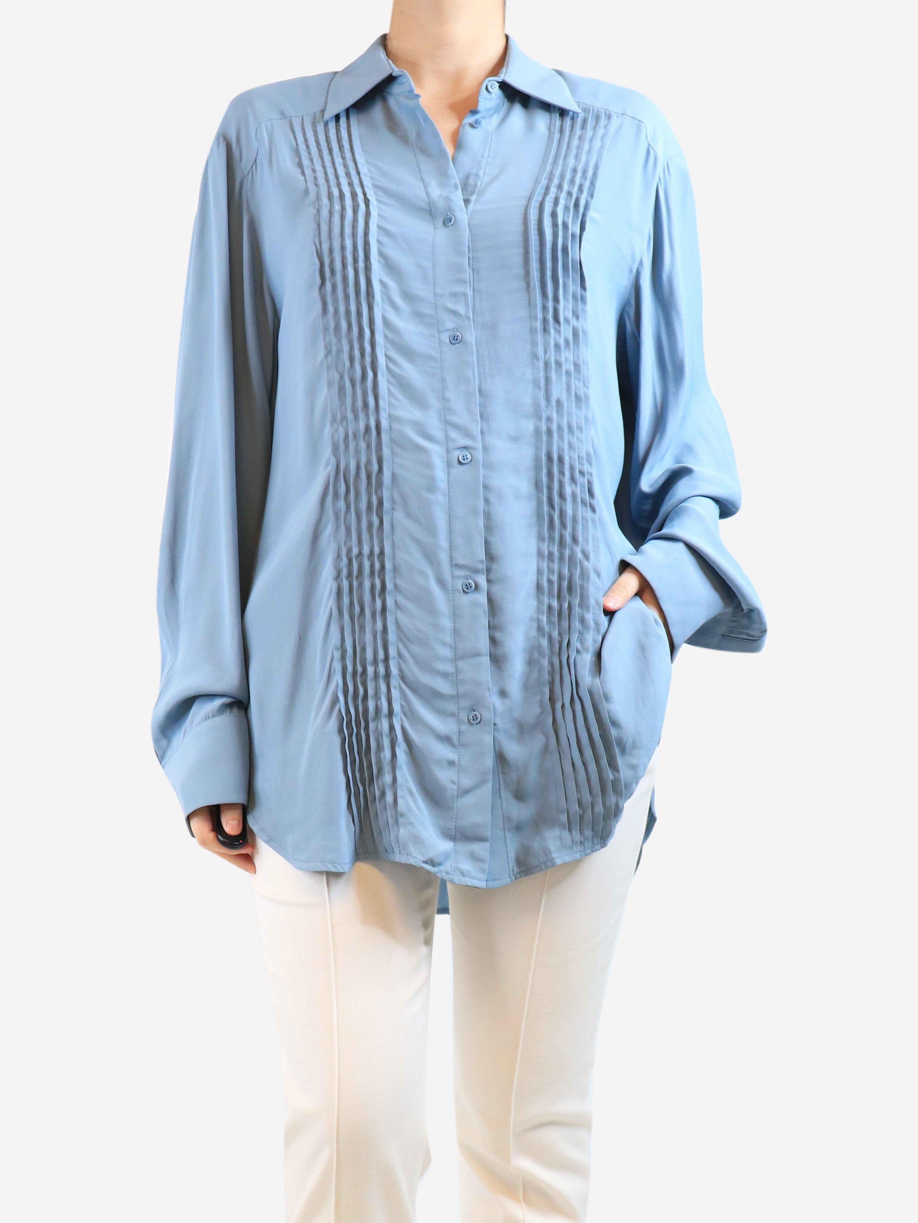 Blue pleated-front shirt - size UK 8 Tops Raey 