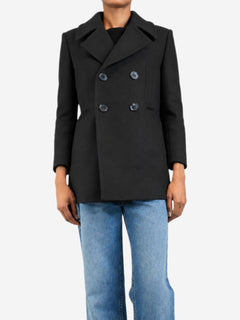 Dark brown double-breasted wool coat - size UK 8 Coats & Jackets Saint Laurent 