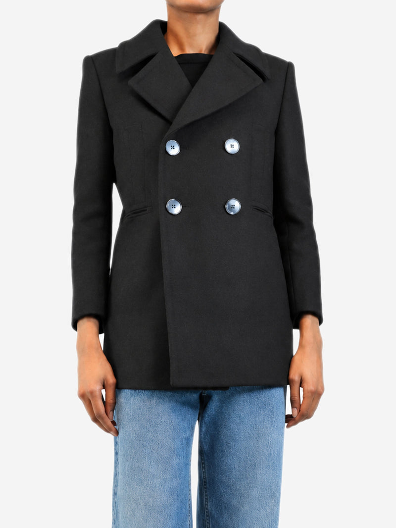 Dark brown double-breasted wool coat - size UK 8 Coats & Jackets Saint Laurent 