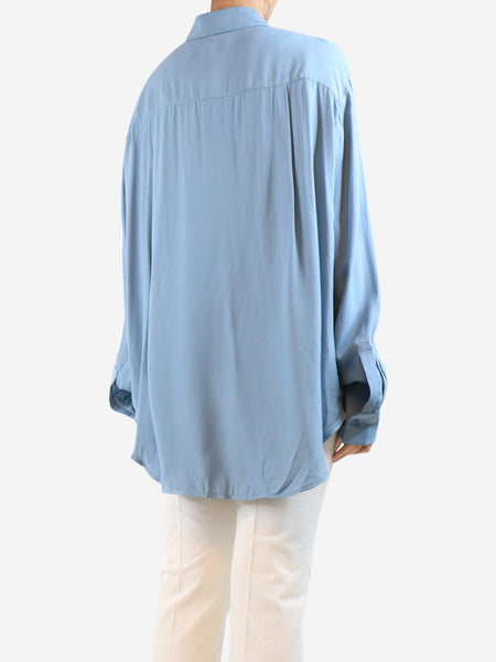 Blue pleated-front shirt - size UK 8 alternate image