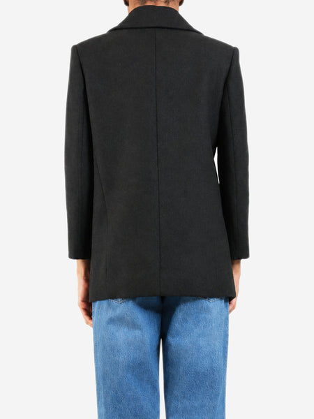 Dark brown double-breasted wool coat - size UK 8 alternate image
