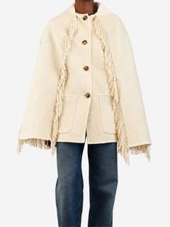 Cream fringed scarf jacket - size UK 6 Coats & Jackets Toteme 