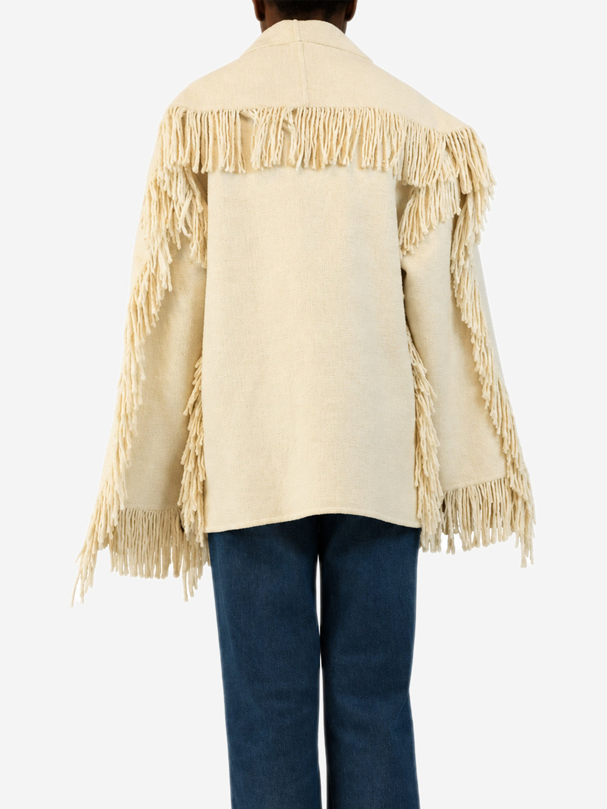 Cream fringed scarf jacket - size UK 6 Coats & Jackets Toteme 