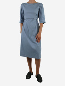 'S Max Mara Blue crewneck midi dress - size UK 10