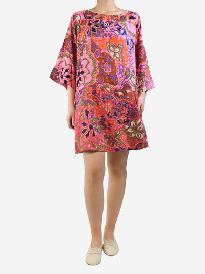 Pink silk printed mini dress - size UK 12 Dresses See By Chloe 