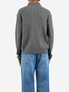 Grey cashmere cable-knit polo top - size UK 4 Knitwear Miu Miu 