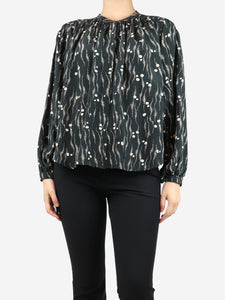 Isabel Marant Black silk printed blouse - size UK 8