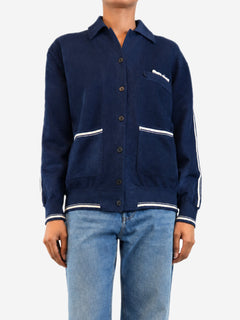 Navy chenille striped jacket - size UK 6 Coats & Jackets Miu Miu 