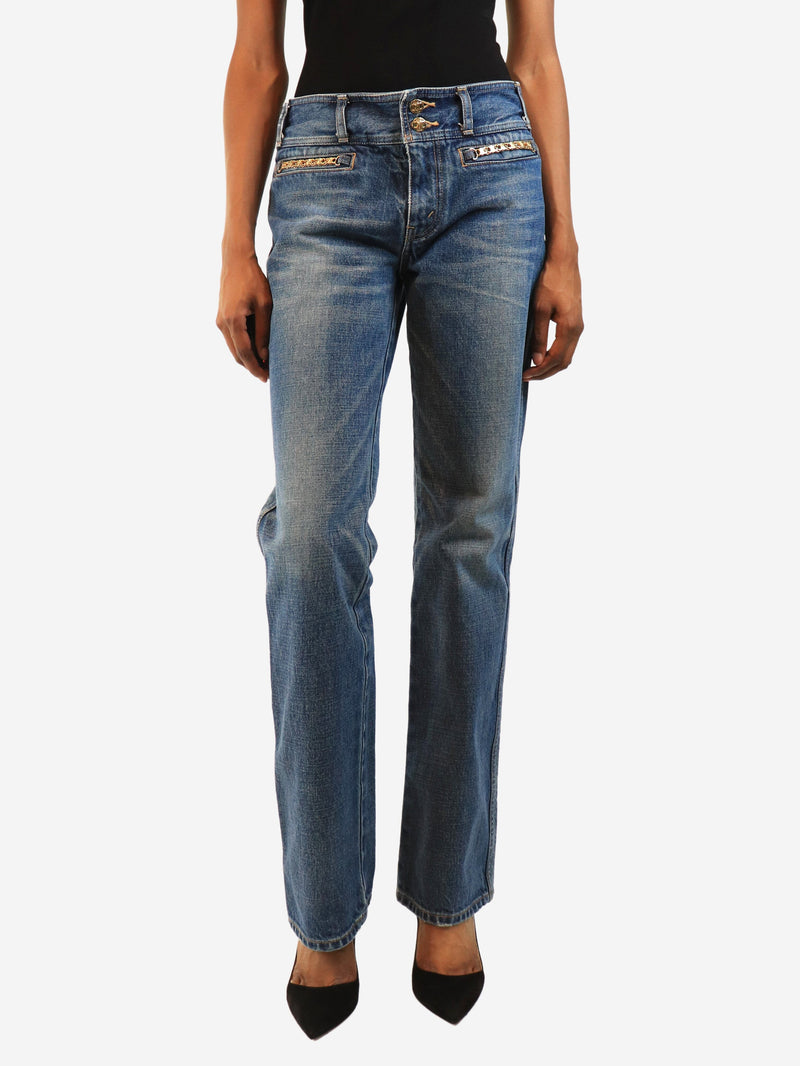 Blue chain-detail jeans - size UK 8 Denim Celine 