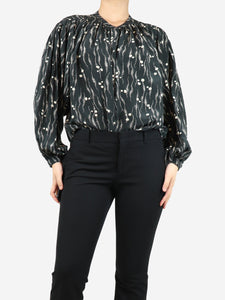 Isabel Marant Black silk printed blouse - size UK 8