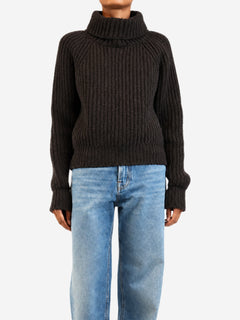 Dark brown cashmere roll-neck knit jumper - size XS Knitwear Khaite 