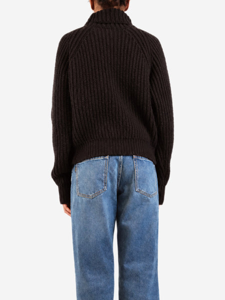 Dark brown cashmere roll-neck knit jumper - size XS alternate image