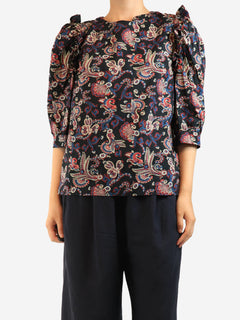 Black paisley printed cotton blouse - size L Tops Ba&sh 