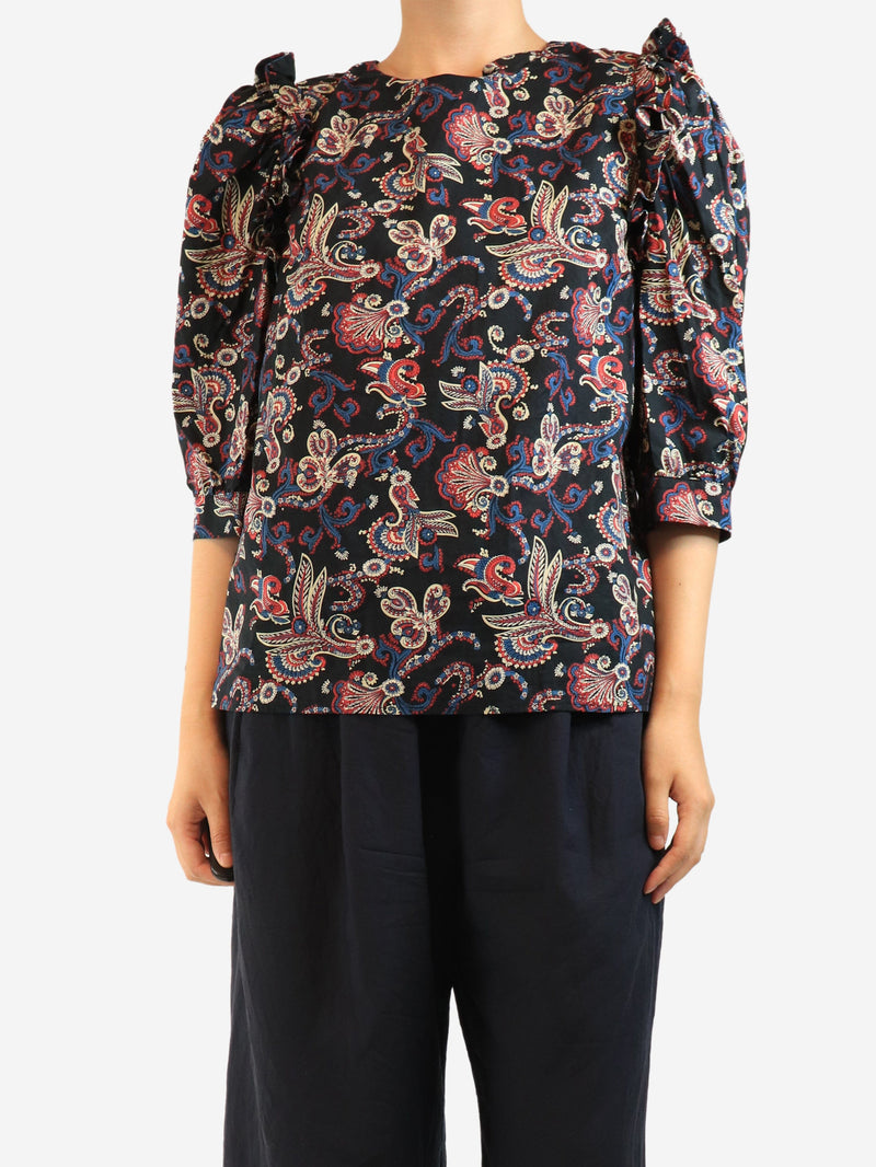 Black paisley printed cotton blouse - size L Tops Ba&sh 