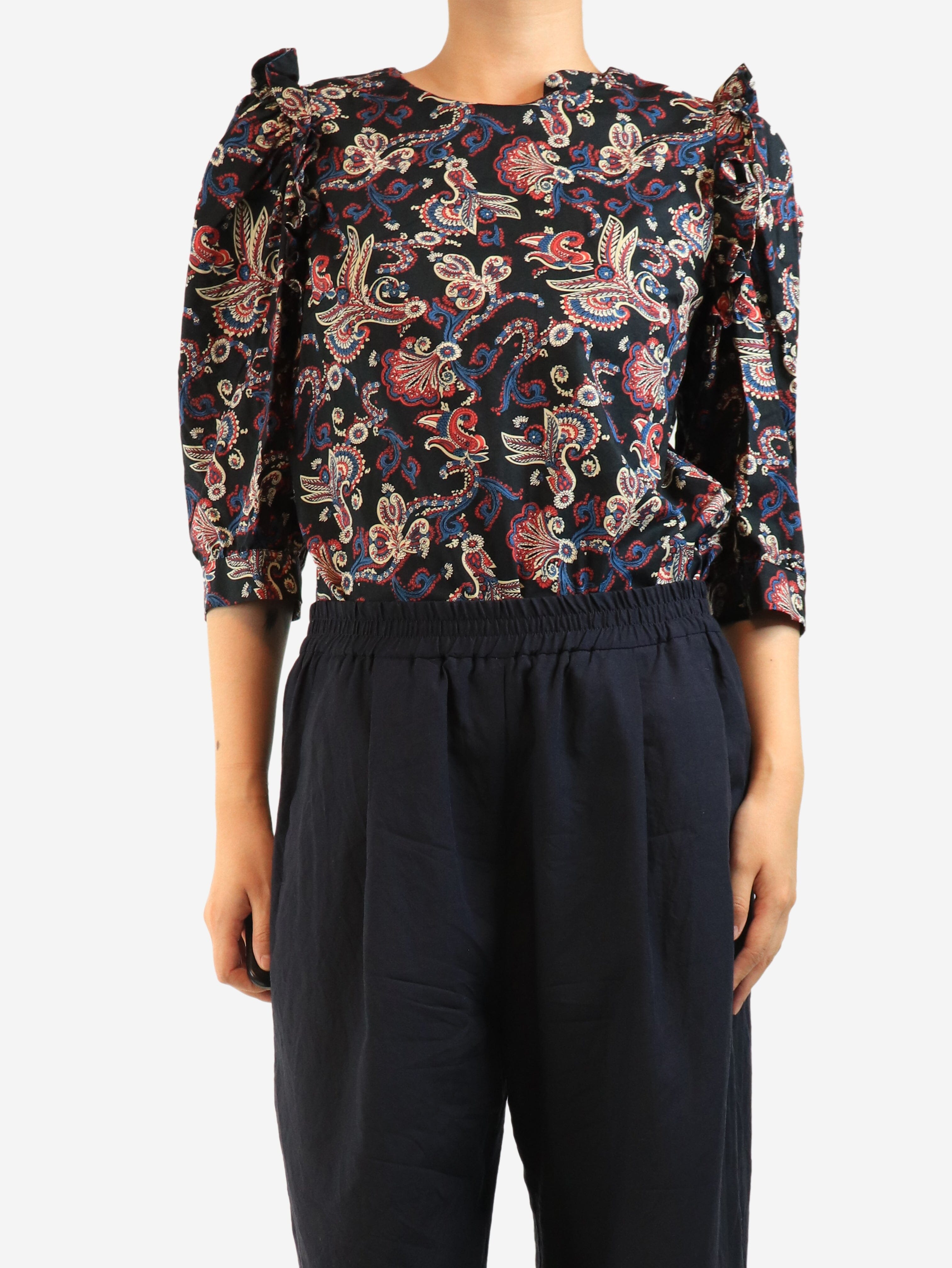 Black paisley printed cotton blouse - size L Tops Ba&sh 