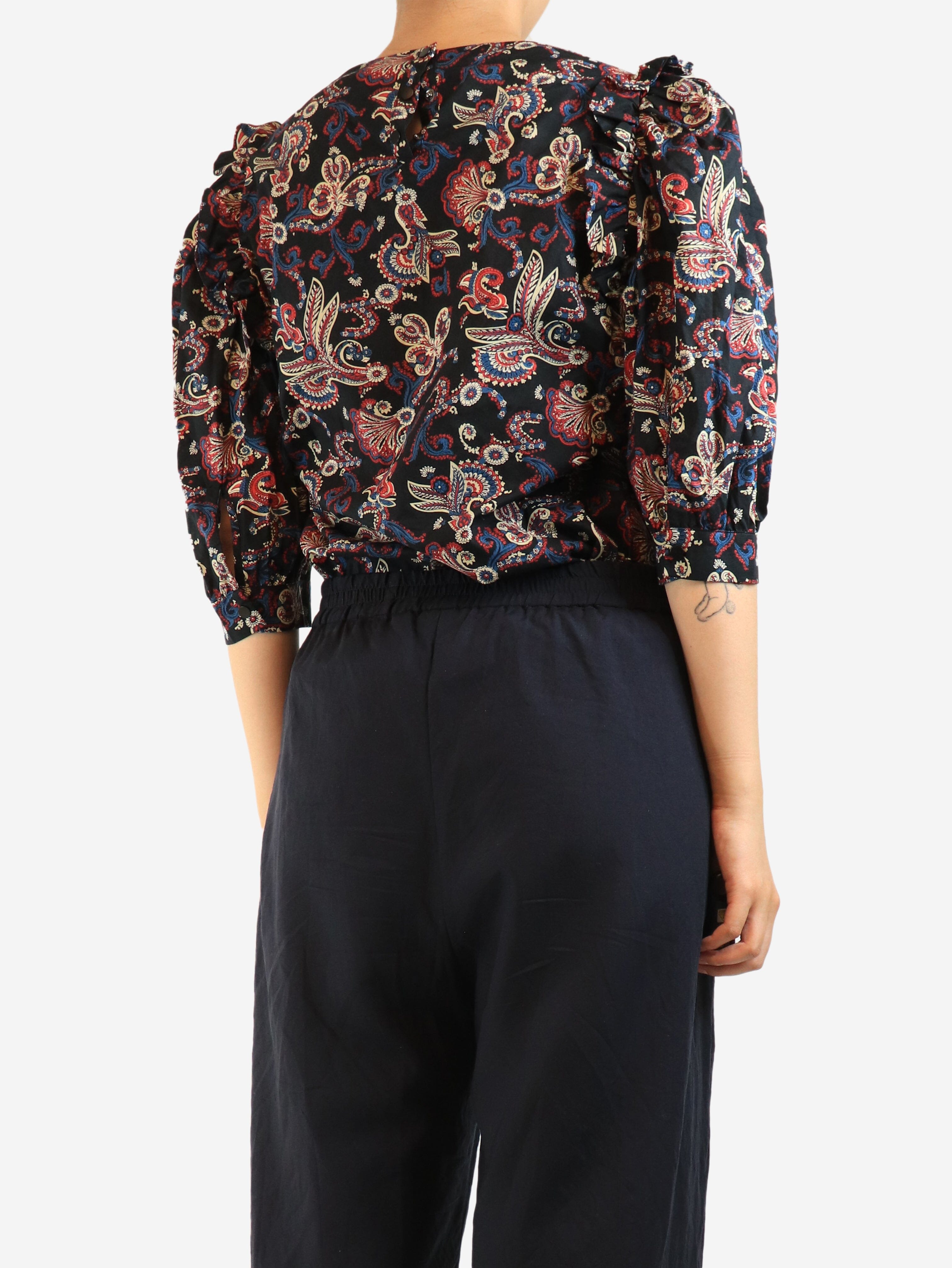 Black paisley printed cotton blouse - size L Tops Ba&sh 