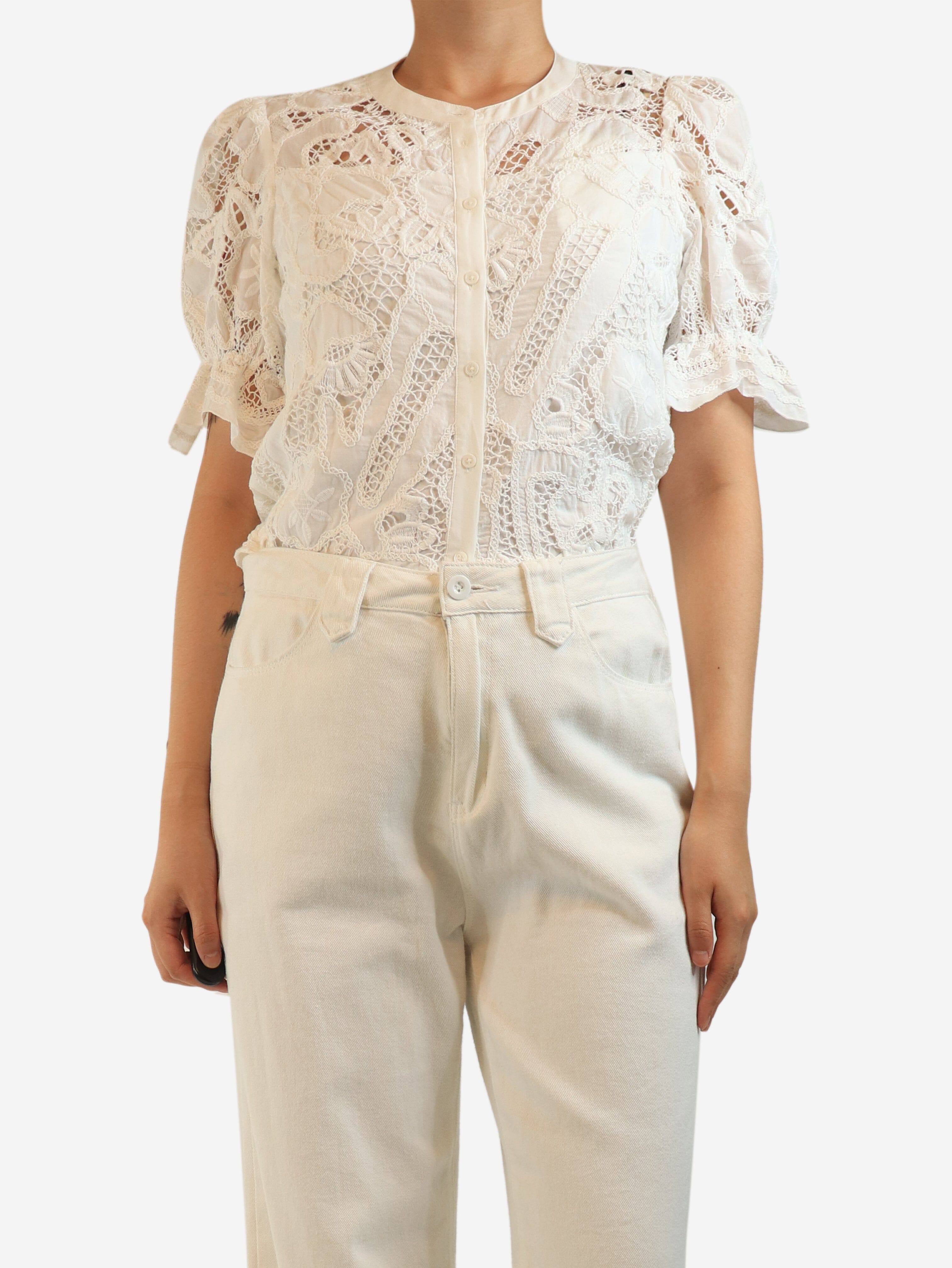 White Irkin lace shirt blouse - size M Tops Ba&sh 