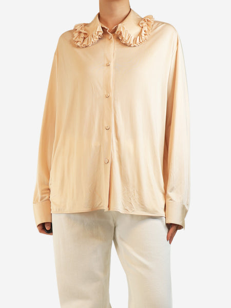 Peach satin ruffle-collar shirt - size UK 8 product image