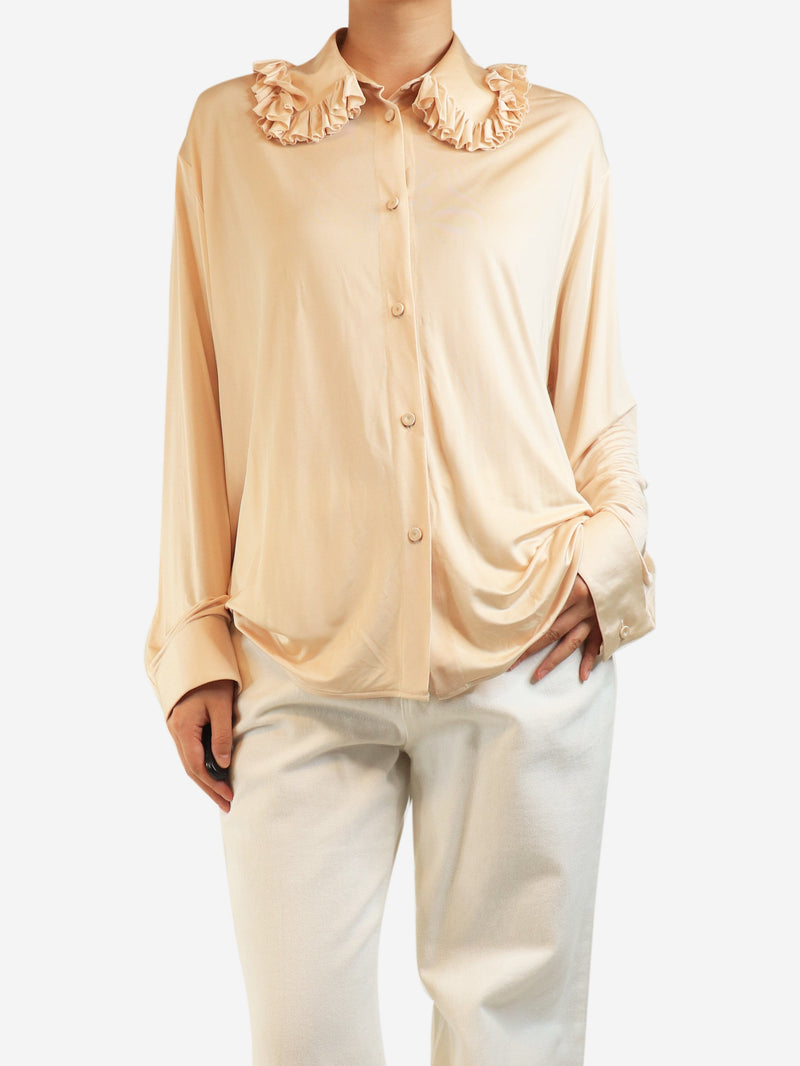 Peach satin ruffle-collar shirt - size UK 8 Tops Jil Sander 