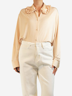 Peach satin ruffle-collar shirt - size UK 8 Tops Jil Sander 