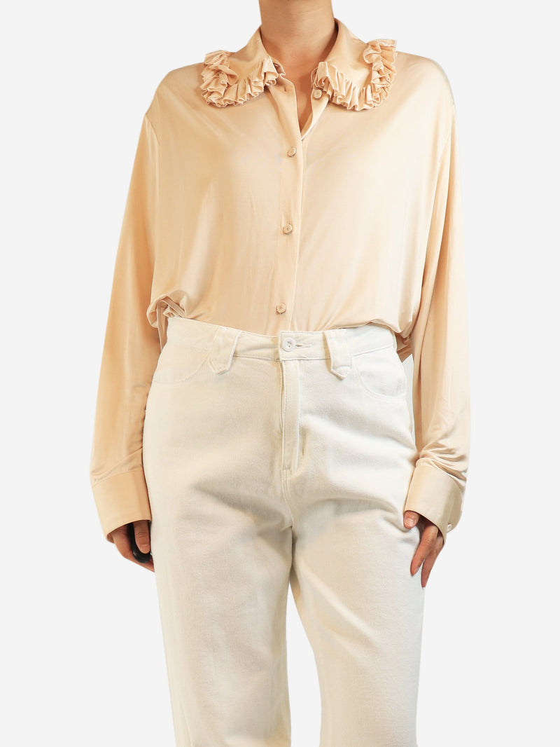 Peach satin ruffle-collar shirt - size UK 8 Tops Jil Sander 
