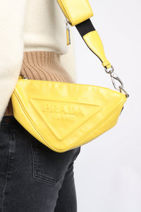 Prada Yellow Triangle leather bag