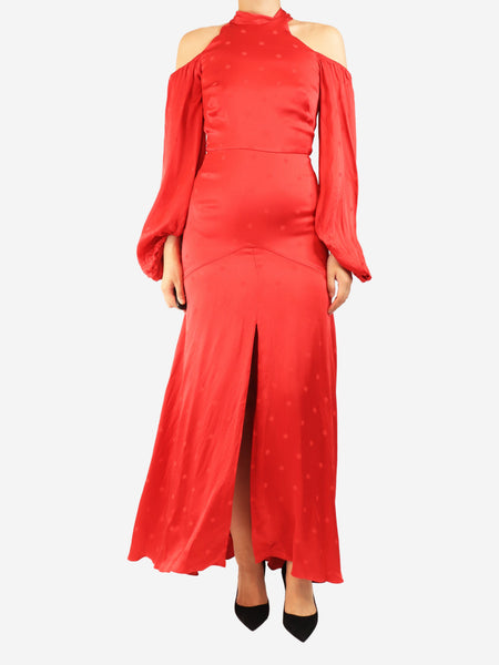 Red satin maxi dress - size UK 10 product image