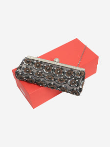 Valentino Grey beaded shoulder bag