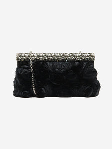 Valentino Black bejewelled rose shoulder bag