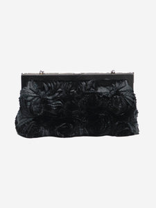 Valentino Black bejewelled rose shoulder bag
