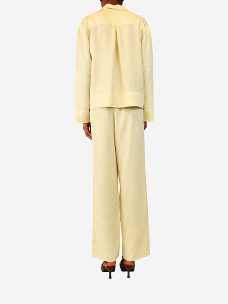 Butter yellow silk blouse and trouser set - size XS alternate image