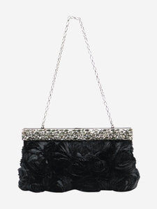 Valentino Black bejewelled rose shoulder bag