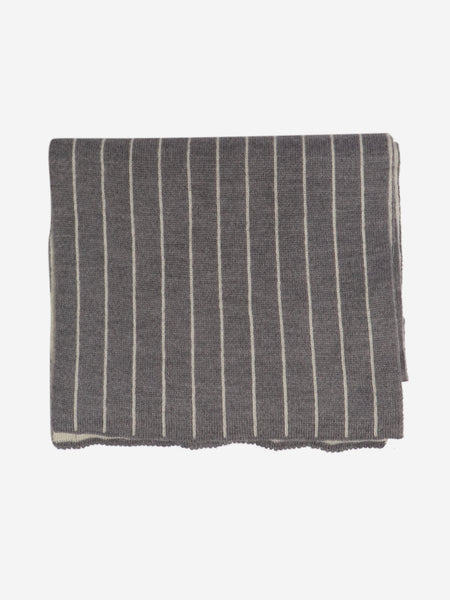 Grey and white striped knit scarf product image