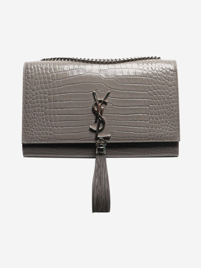 Grey croc-embossed Kate tassel bag Cross-body Bags Saint Laurent 