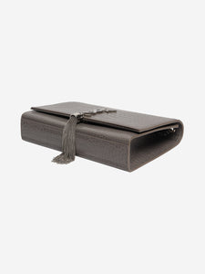 Saint Laurent Grey croc-embossed Kate tassel bag
