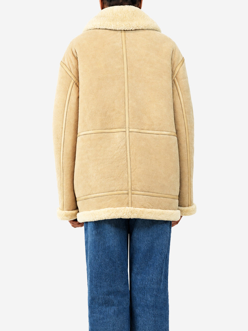 Light camel aged shearling aviator jacket - size XS Coats & Jackets Frame 