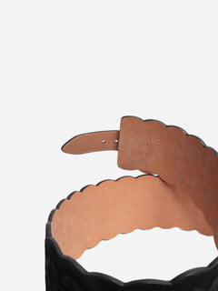 Black suede textured wide belt Belts Alaia 