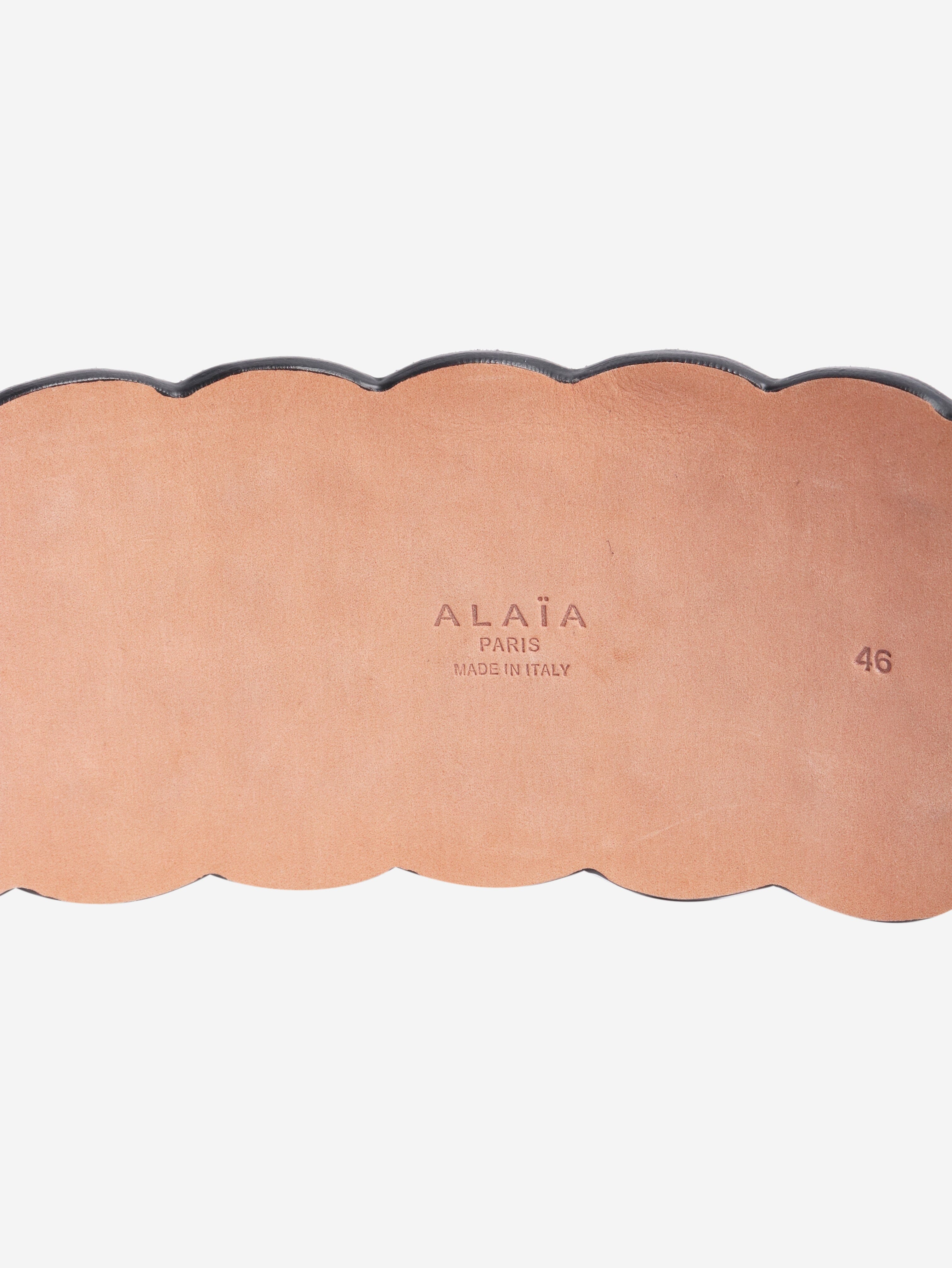 Black suede textured wide belt Belts Alaia 