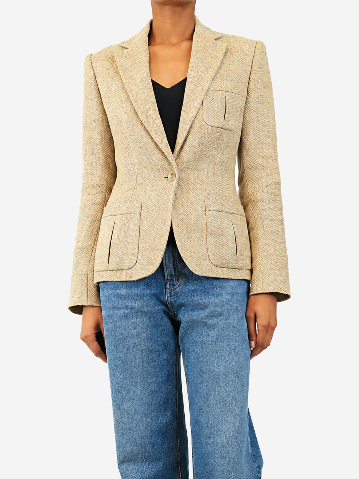 Vintage neutral linen blazer - size UK 8 Coats & Jackets Ralph Lauren 
